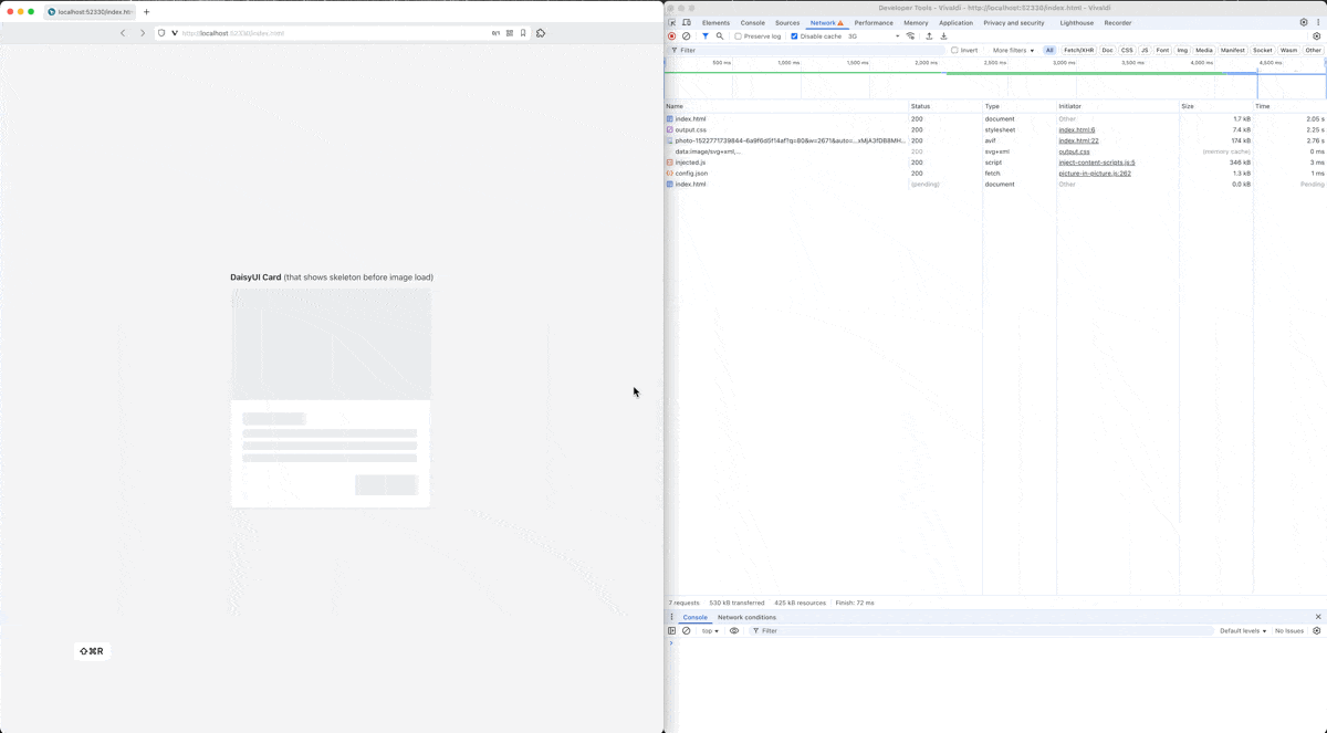 03 - card with skeleton - slow internet to emulate big image