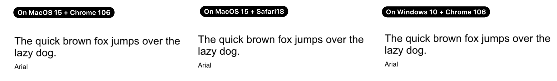 Comparison - Same font under different environment